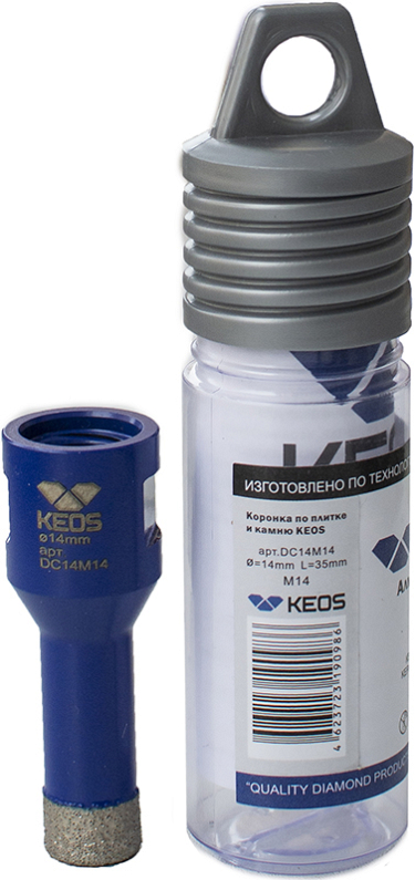Упаковка коронок алмазных по керамограниту Keos Professional Vacuum Brazed M14 14 мм